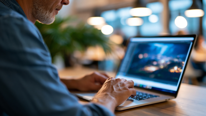 Person typing on laptop