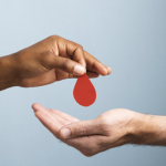blood donation from one hand to another