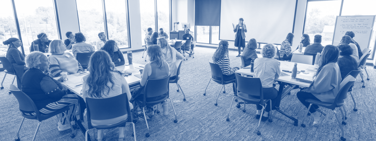 A speaker talking to a workshop 