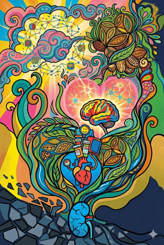 Pop art style brain heart and kidney 