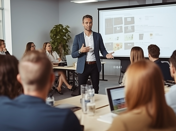 A person giving a presentation 