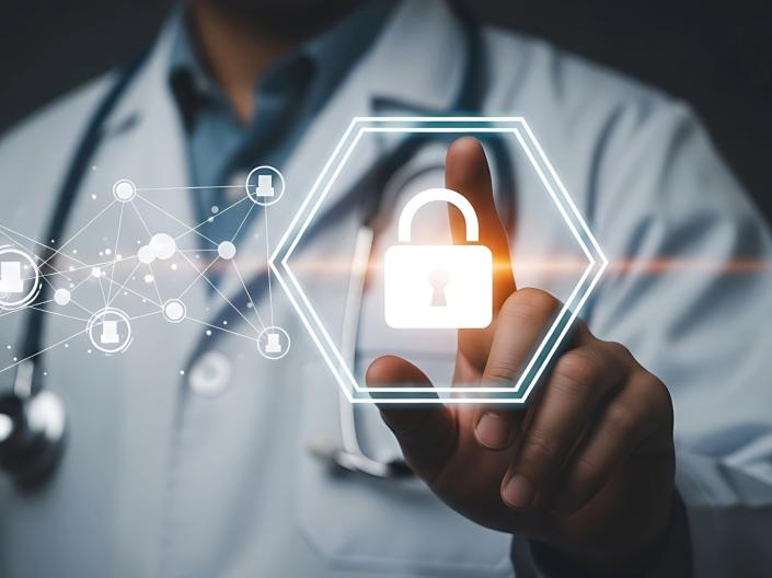Doctor touching a lock Icon