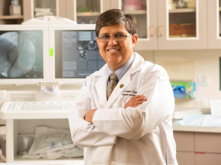 Dr. Chak in his lab