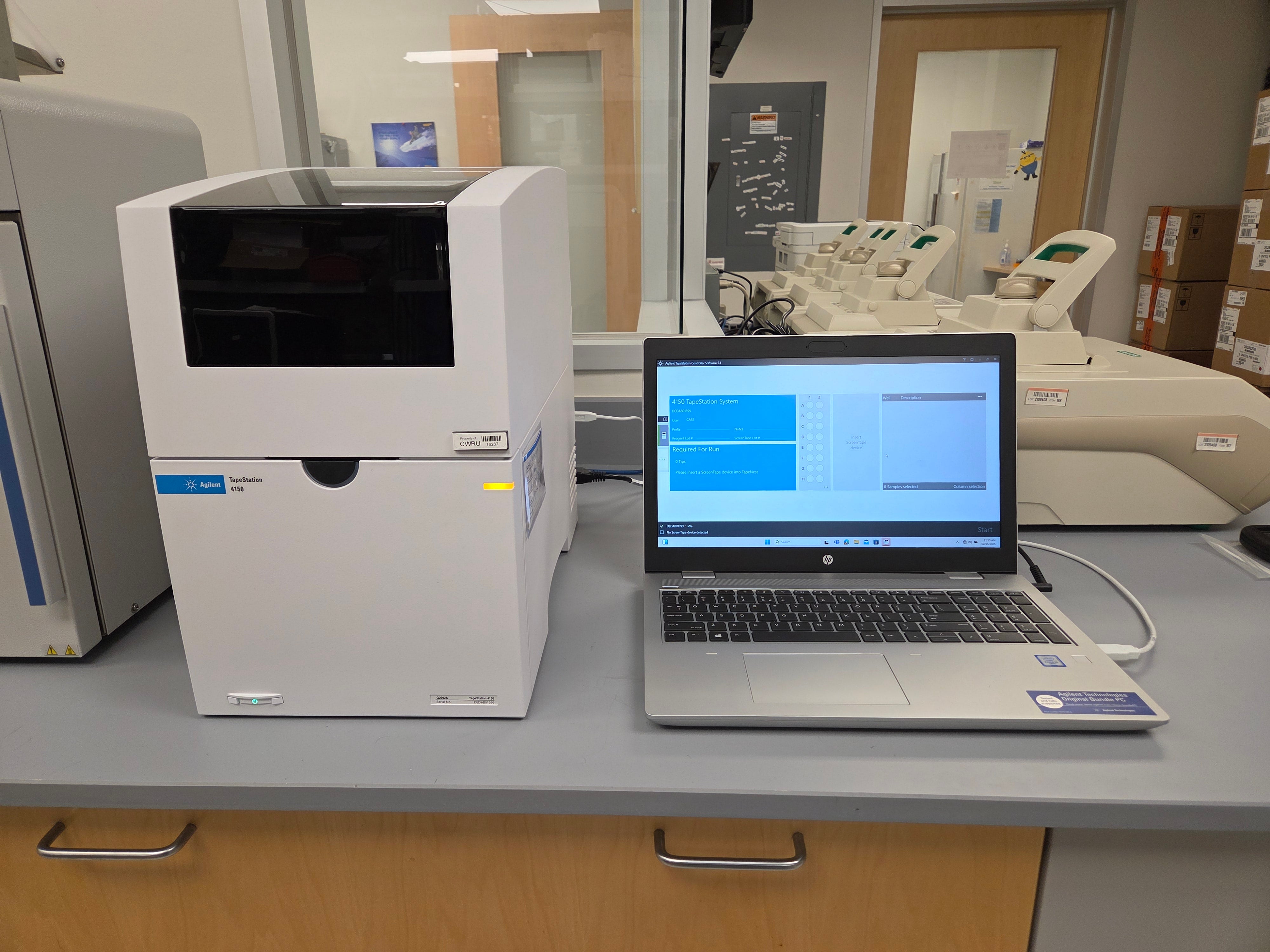 Aglient TapeStation 4150 and laptop computer