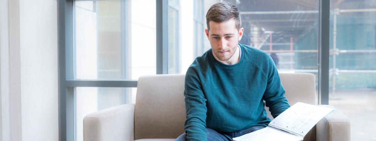 Student studying with laptop