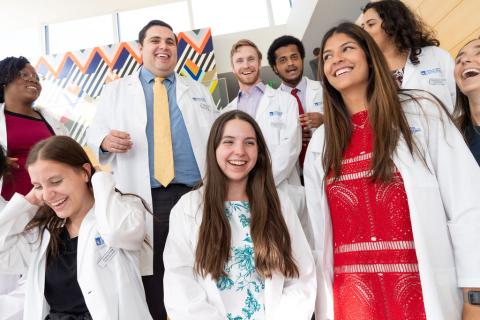 Group of students at 2023 PhD White Coat ceremony