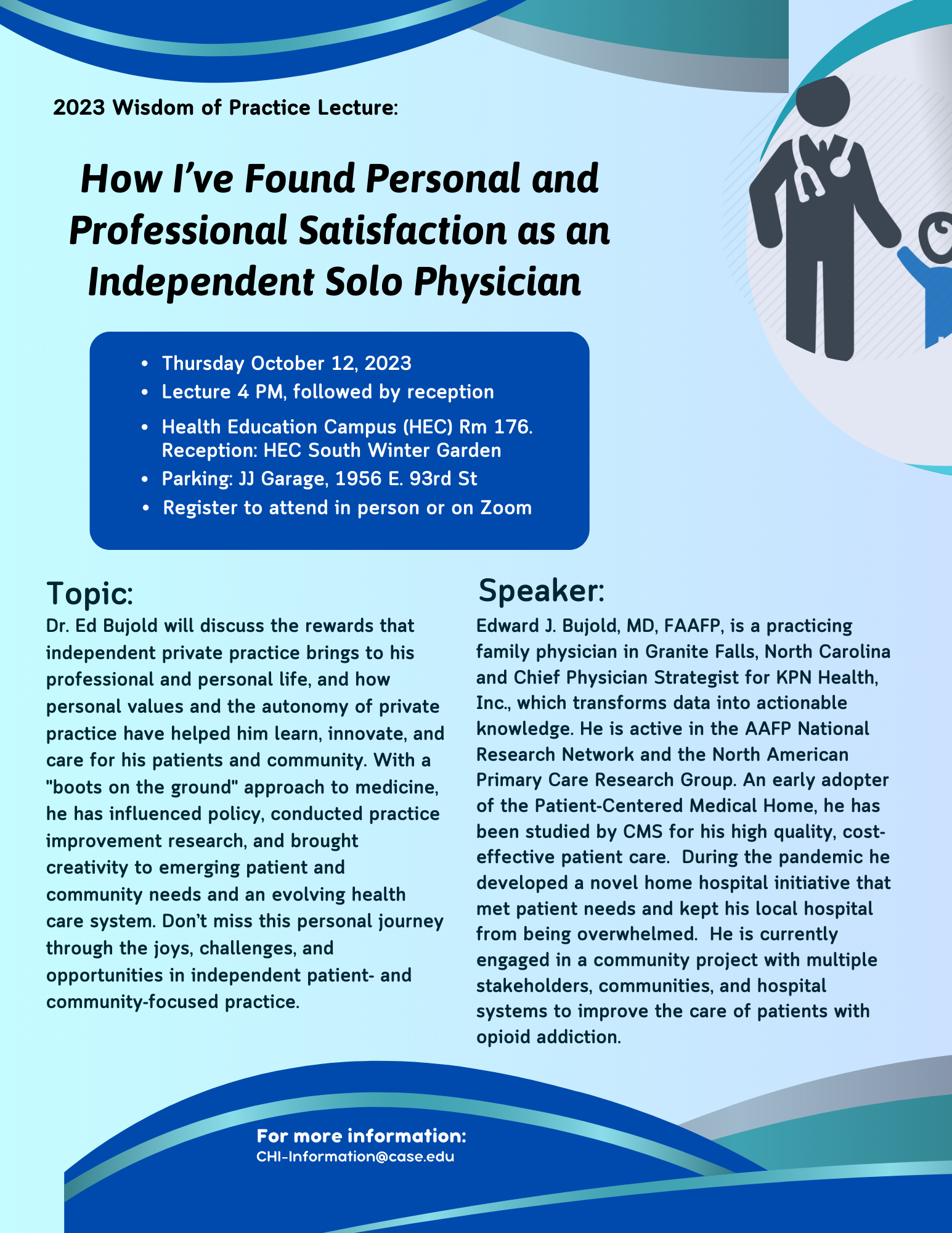 Flyer describing lecture of independent solo practice, no registration