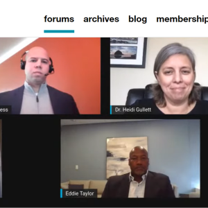 Screenshot of 5 people taking part in a virtual forum