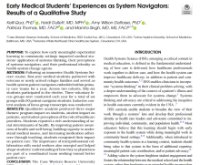 First page of a journal article about medical students as system navigators