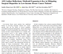 First page of a journal article about Medicaid expansion for breast cancer patients