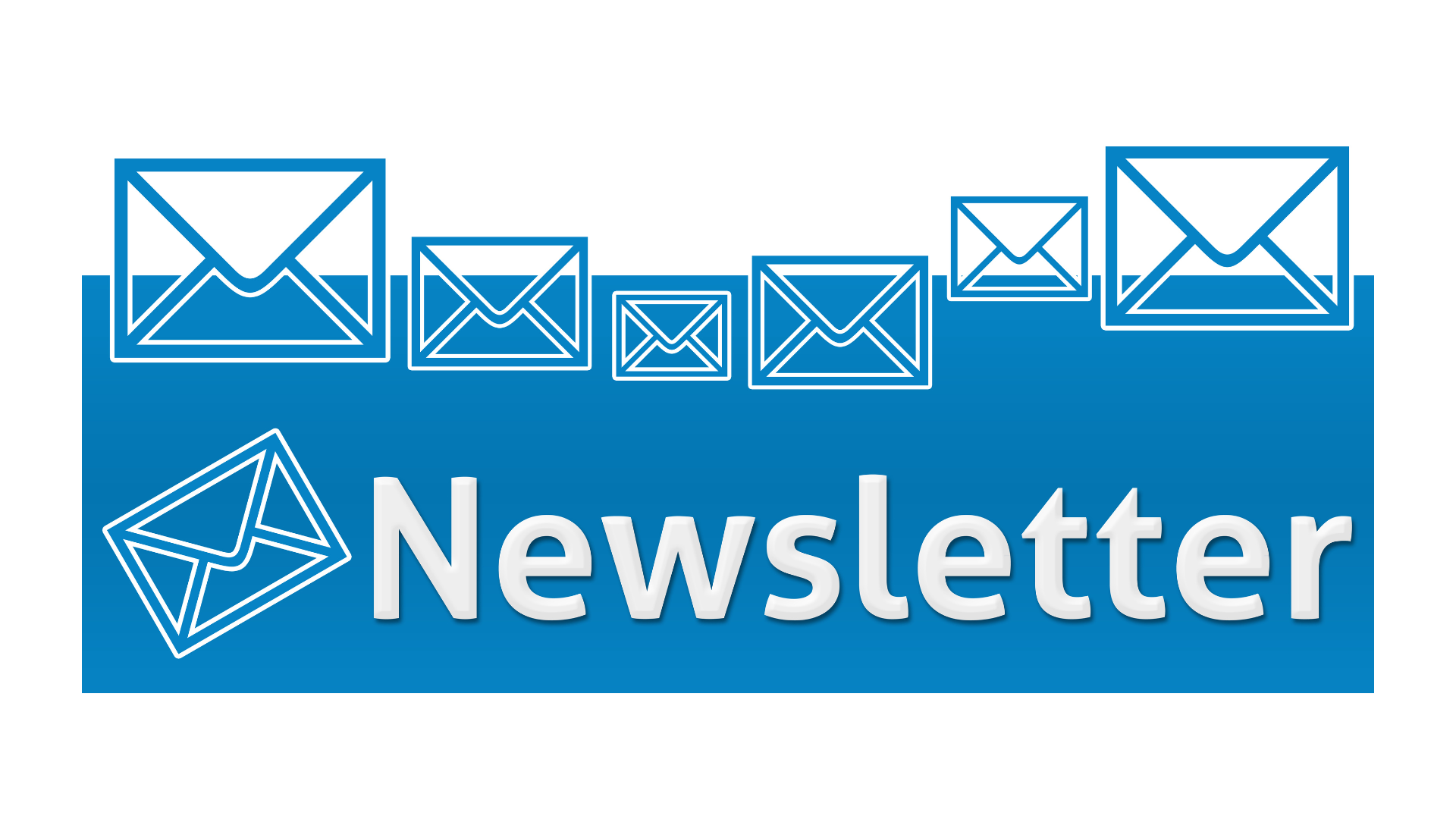Graphic with the word "newsletter" surrounded by envelopes
