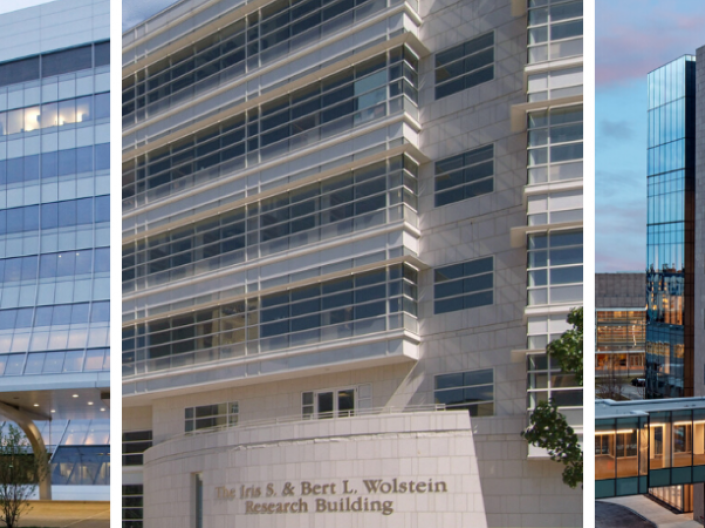 Collage of Seidman, Wolstein and Cleveland Clinic buildings