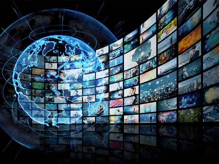 Globe with visual of streaming video
