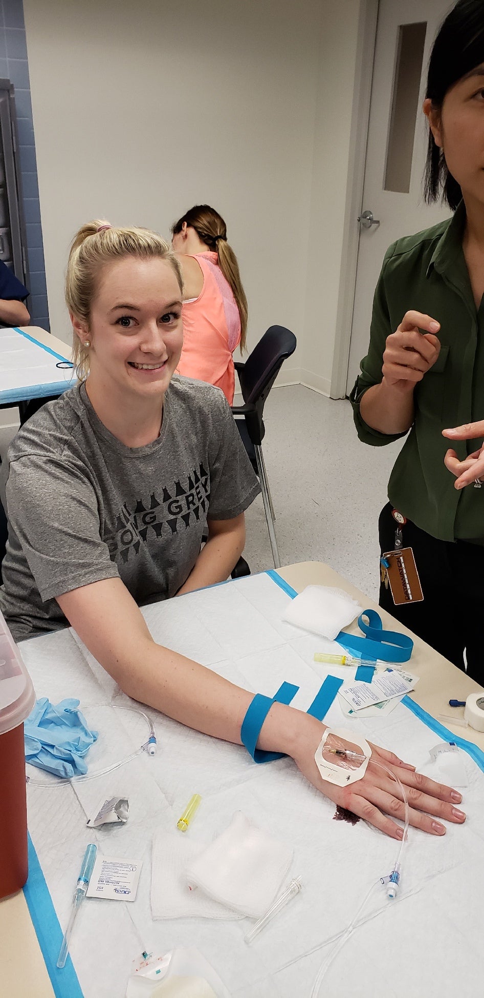CWRU MSA student smiling with IV placed in hand