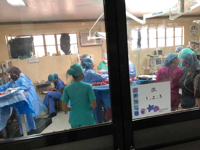 Operating room during surgery in Philippines