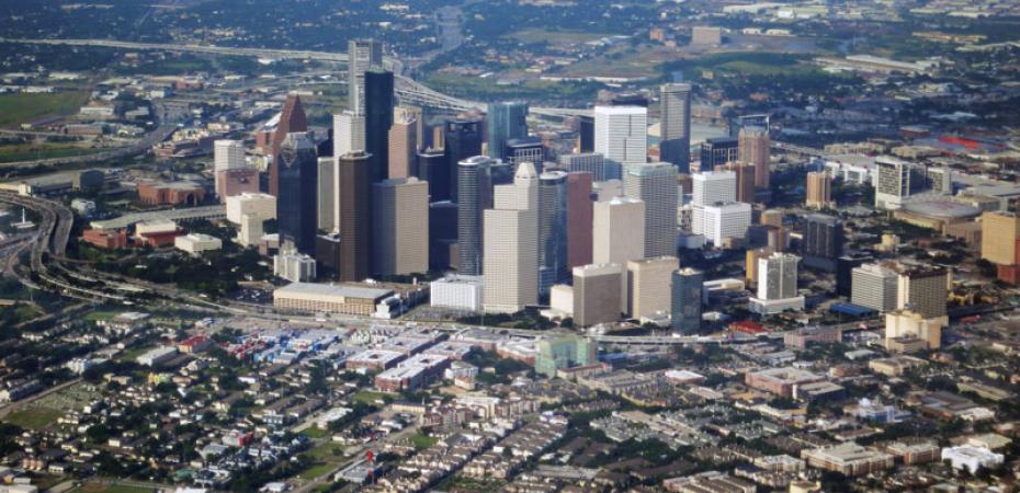 Aerial photo taken of downtown Houston Texas