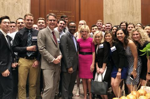 CWRU MSA students and program director with CWRU president in DC