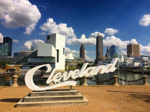 Cleveland sign in Downtown Cleveland
