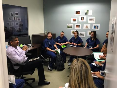 Washington, D.C. students in lecture with director of simulation