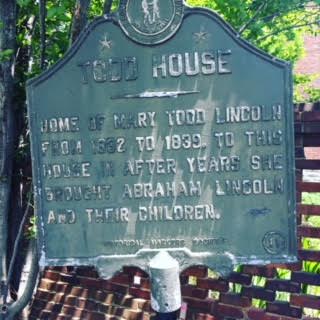 Historical sign indicating Mary Todd Lincoln’s childhood home