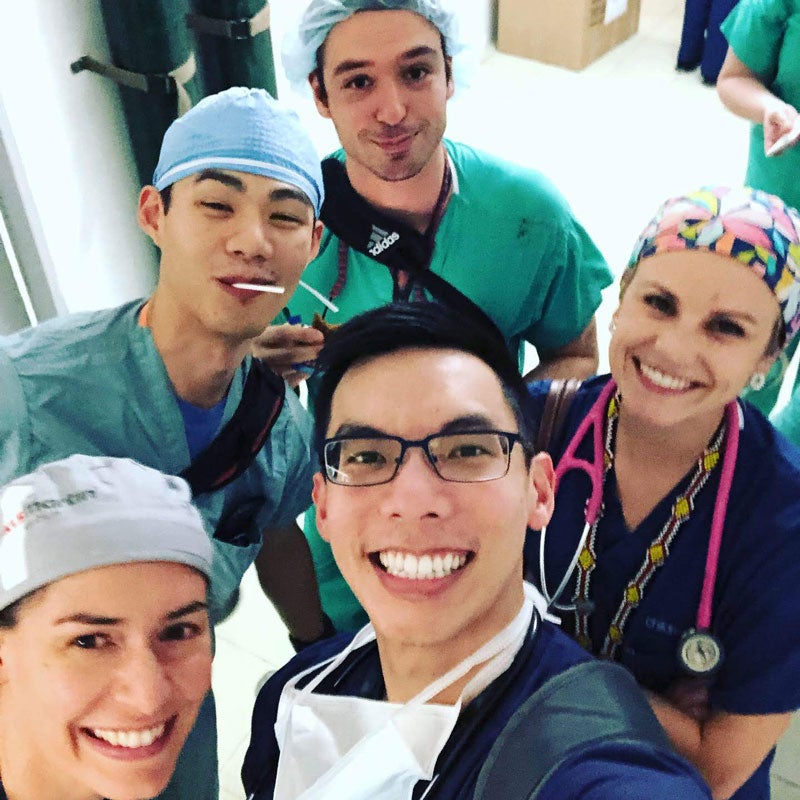 Five anesthesia providers posing for selfie