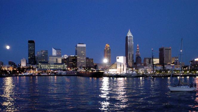 Downtown Cleveland, Ohio viewed from across Lake Erie