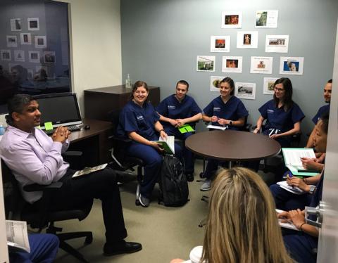Certified anesthesiologist assistant students in lecture in Washington, D.C. classroom