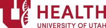University of Utah Hospital logo with DNA design in the letter U