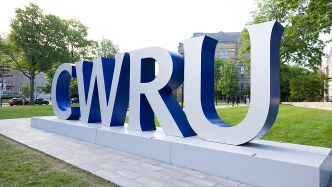 CWRU letter sign on quad