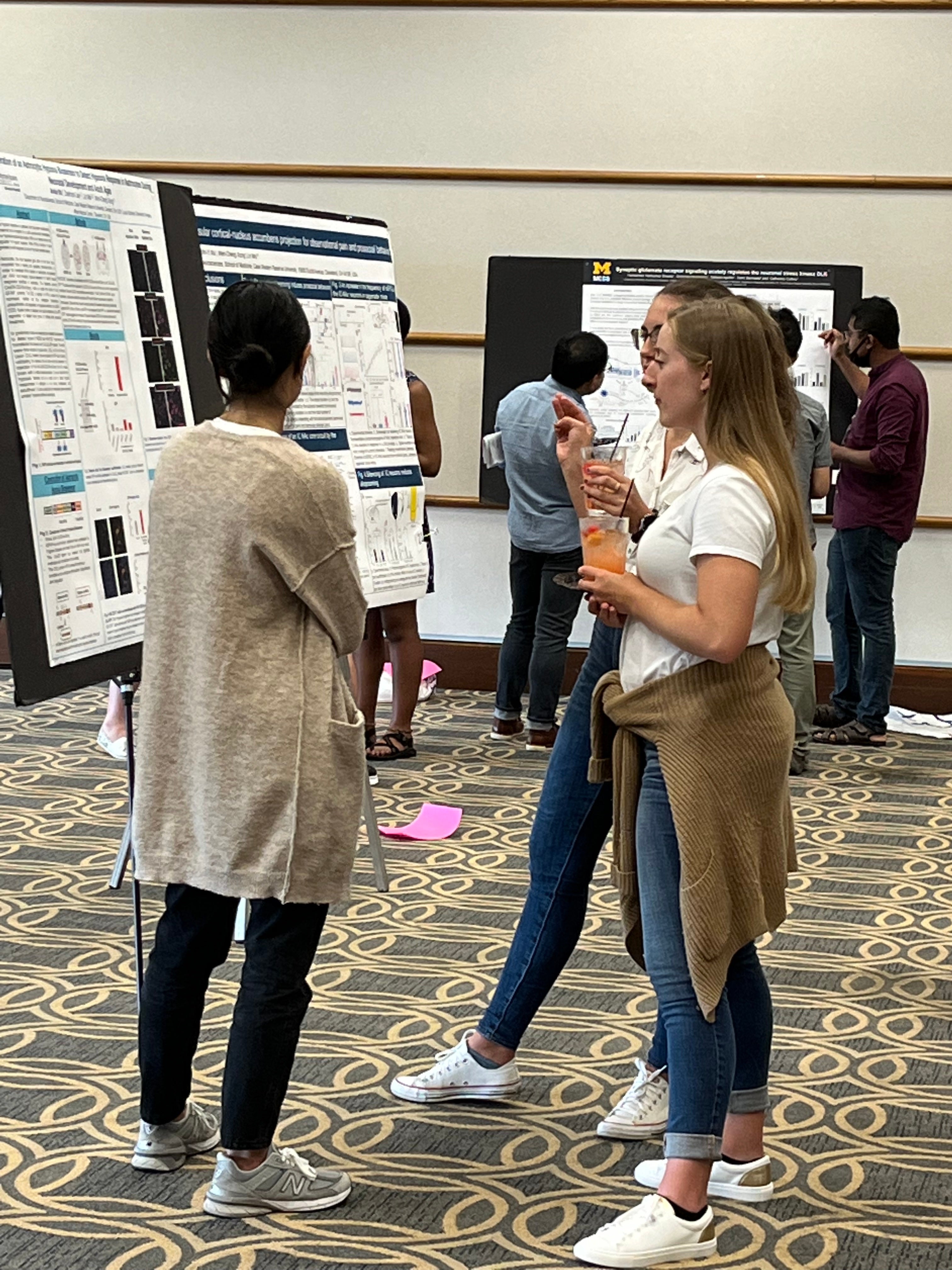 Humans are looking at a research poster