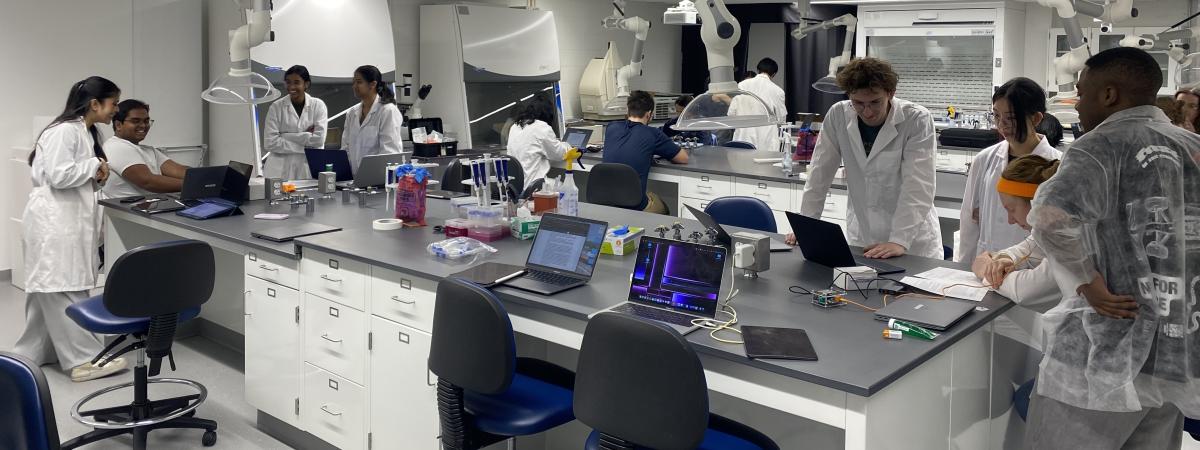 Laboratory space with students working