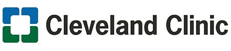 Image of Cleveland Clinic logo, a white square center with four pedals, the top two blue and the bottom two green, with the text Cleveland Clinic next to it
