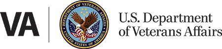 Image of logo for VA Medical Center, an uppercase VA in black, followed by a black vertical line, then a seal with a black and gold trim within which says Department of Veterans Affairs United States of America, with an eagle carrying two flags below five stars. The logo is followed by the text U.S. Department of Veterans Affairs