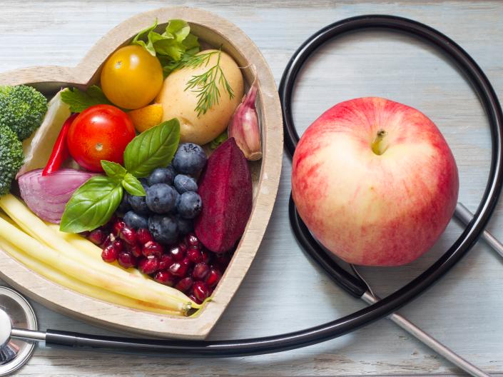 nutritious food with a stethoscope