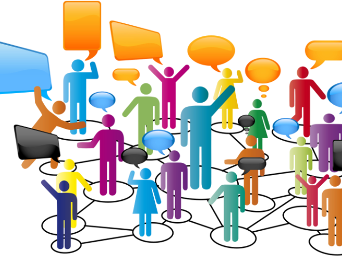 Illustration of a network of people and technology.
