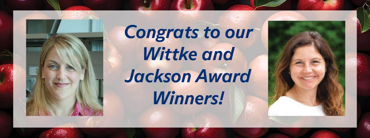 Banner image with portraits of Cheryl Cameron and Katy McManus that reads congrats to our Wittke and Jackson Award winners