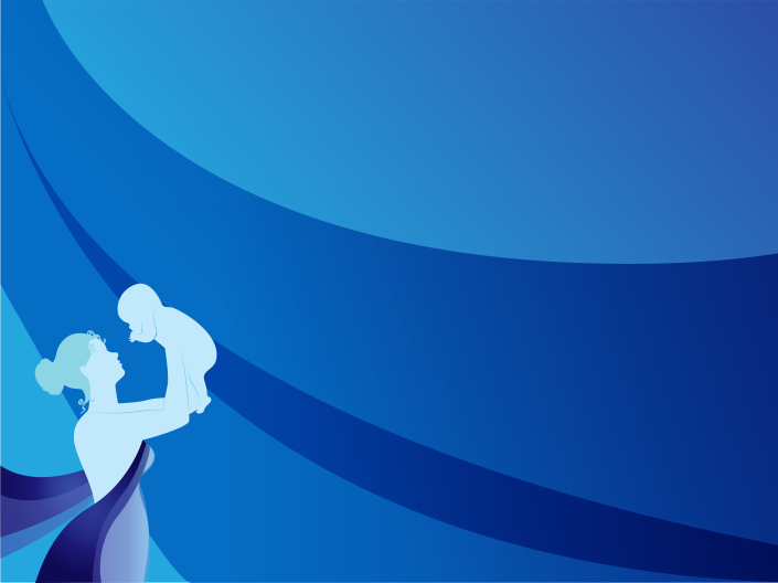 Illustration of a silhouetted woman holding up a baby on a blue background