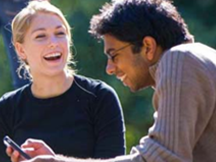 Students talking and having fun on CWRU campus