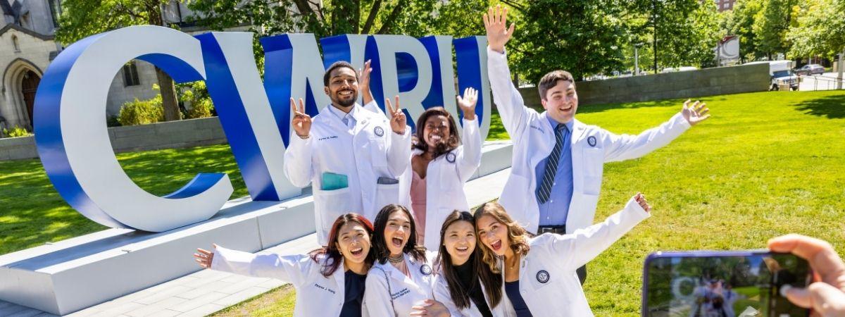 Students in a white coat