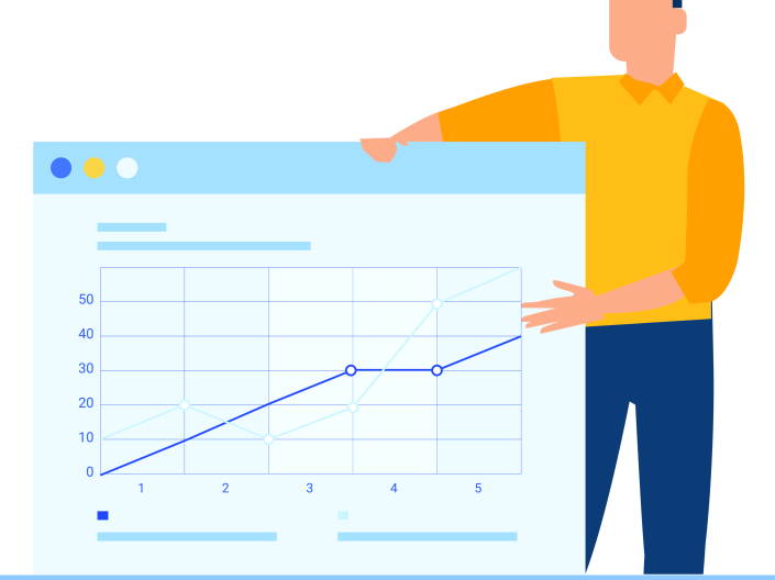man presenting data