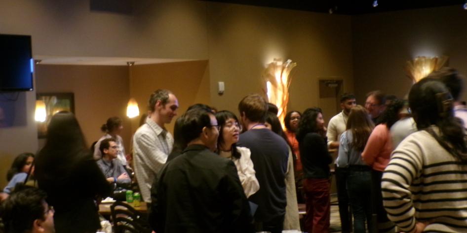 Pharmacology Ph.D. Students, Faculty, and Staff Socializing at the Conclusion of the Retreat's First Day