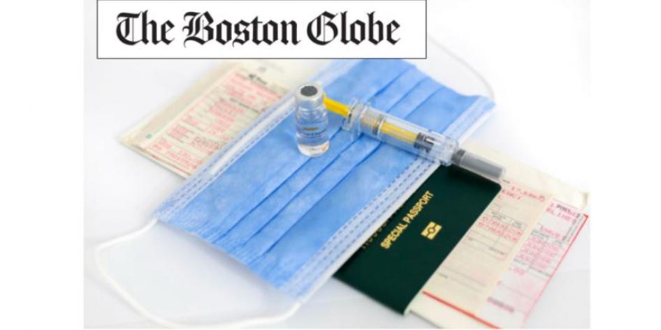 Image of mast and passport from Boston Globe - illustrating interview with Dr. Cameron