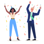 Stand & Move program graphic of celebration