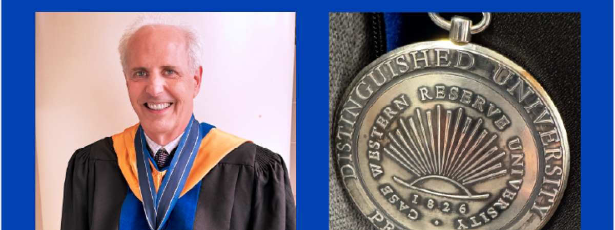 Distinguished University Professor medal, worn by Haines and closeup