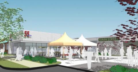computer rendering of an outdoor food hub and market