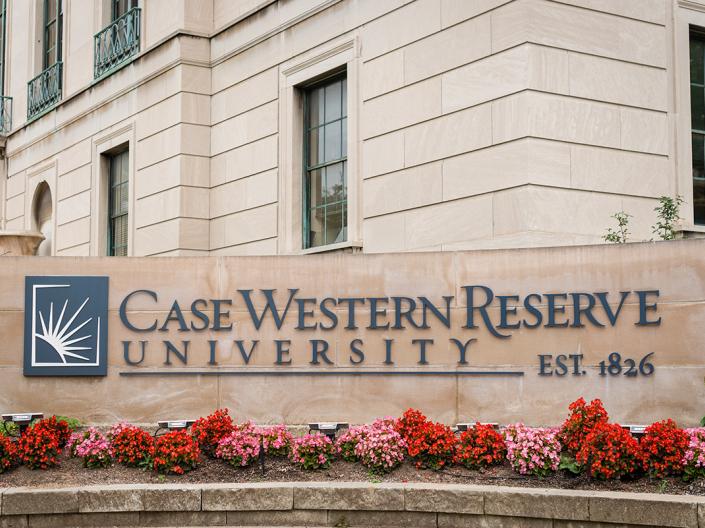 An image of the Case Western Reserve University sign
