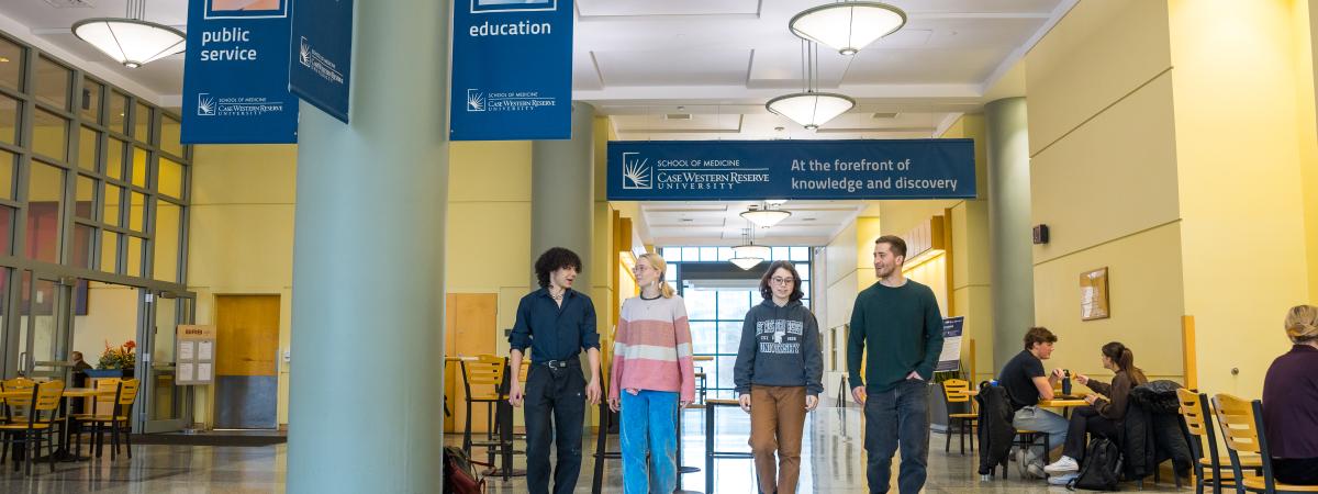 Students walking in BRB lobby
