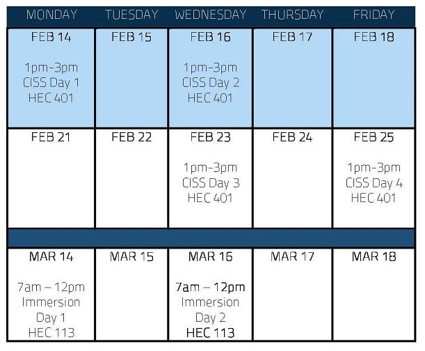 Calendar of Events for CISS