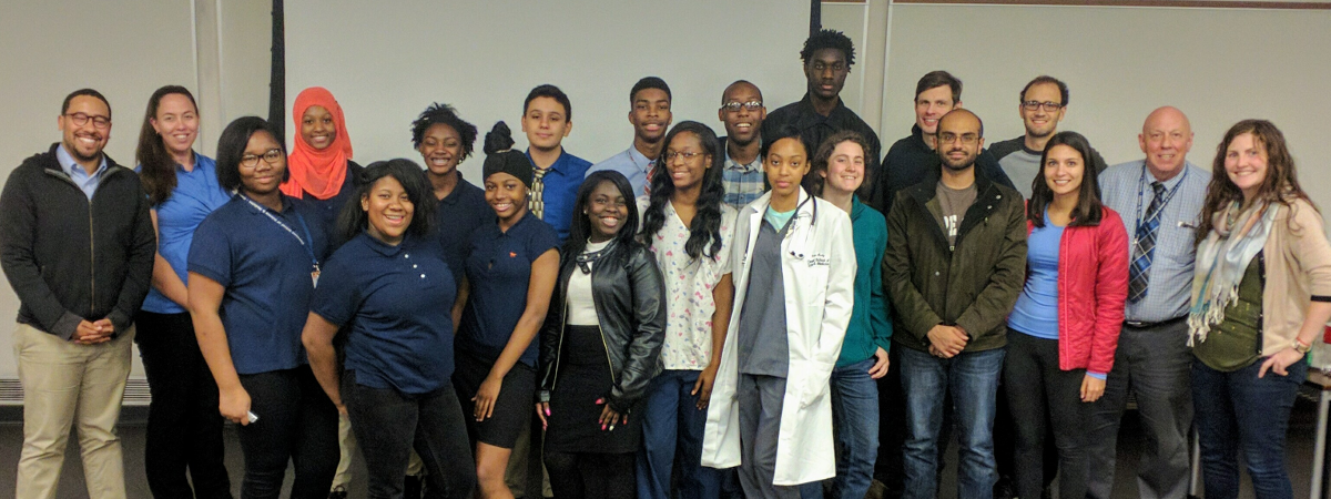 Group photo of students who completed their final presentations in front of an audience of Case Western Reserve University medical students and family for the Fall 2016 session of the Cisco Connected Health Program