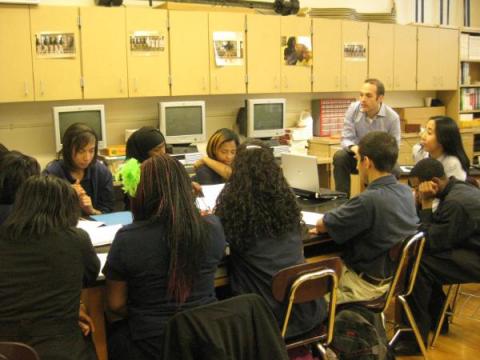 Jason Balkman leads a group of students through a medical case study in 2009.